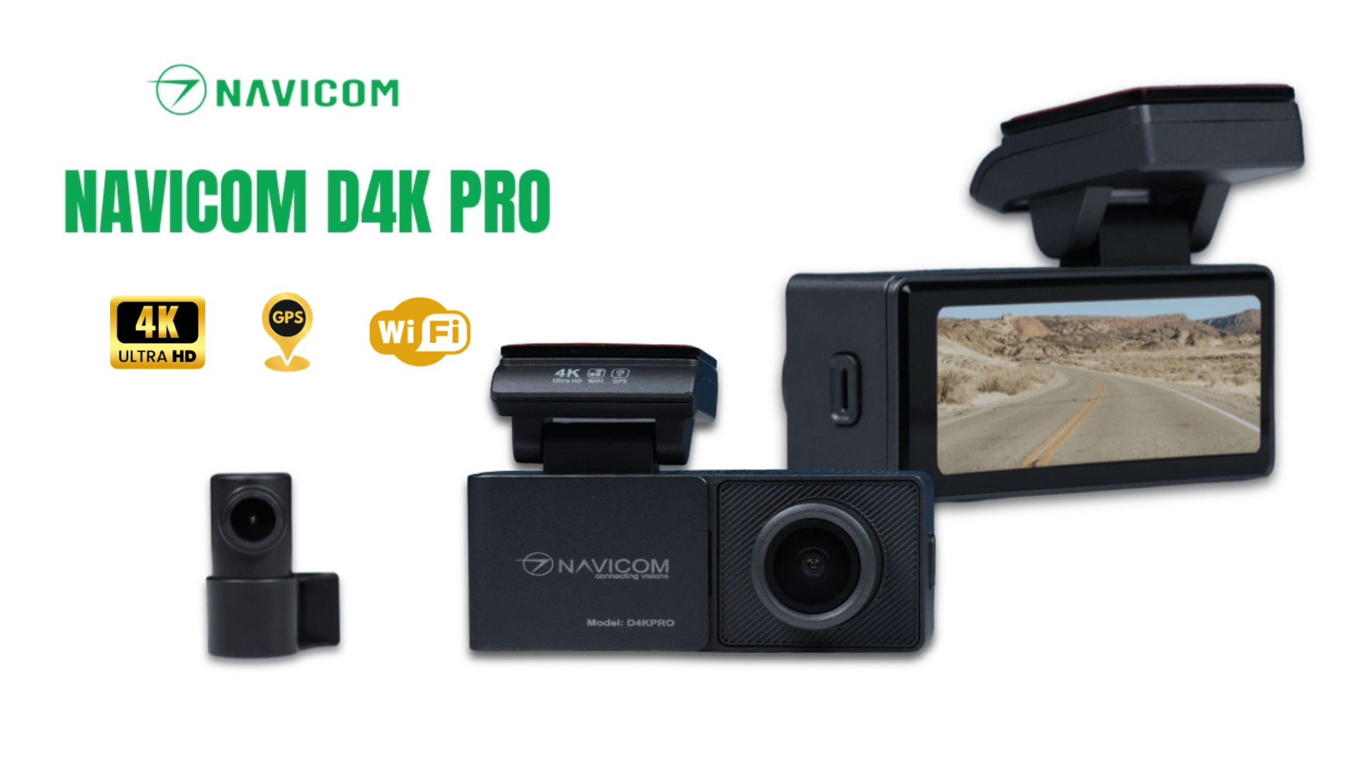 Camera hành trình NAVICOM D4K Pro - Ghi hình 4K, Kết nối Wifi & GPS, Hỗ trợ trông xe 24/24