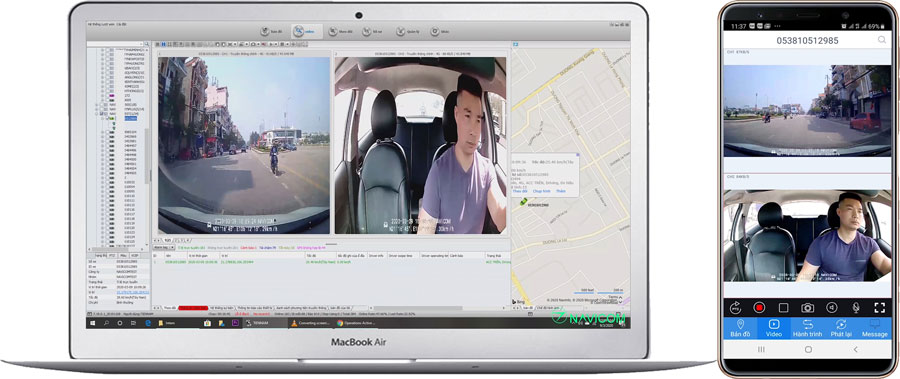 Camera hành trình trước trong và sau xe Navicom X5-3CH 4G GPS giám sát video từ xa