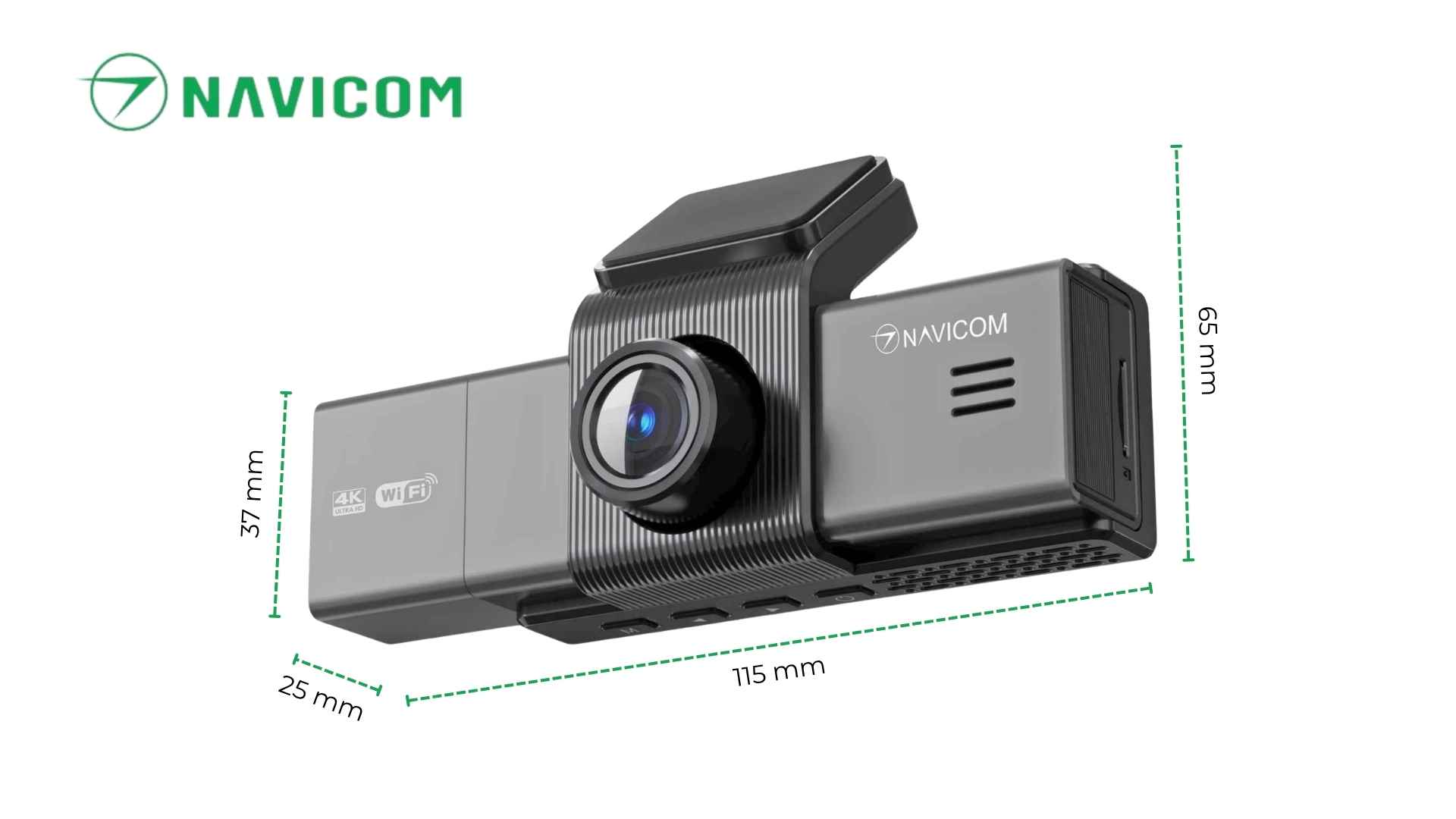 Camera hành trình 4K ghi hình 3 kênh trước - trong cabin - sau xe: NAVICOM T4K